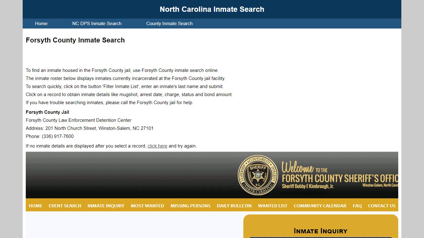 Forsyth County Inmate Search